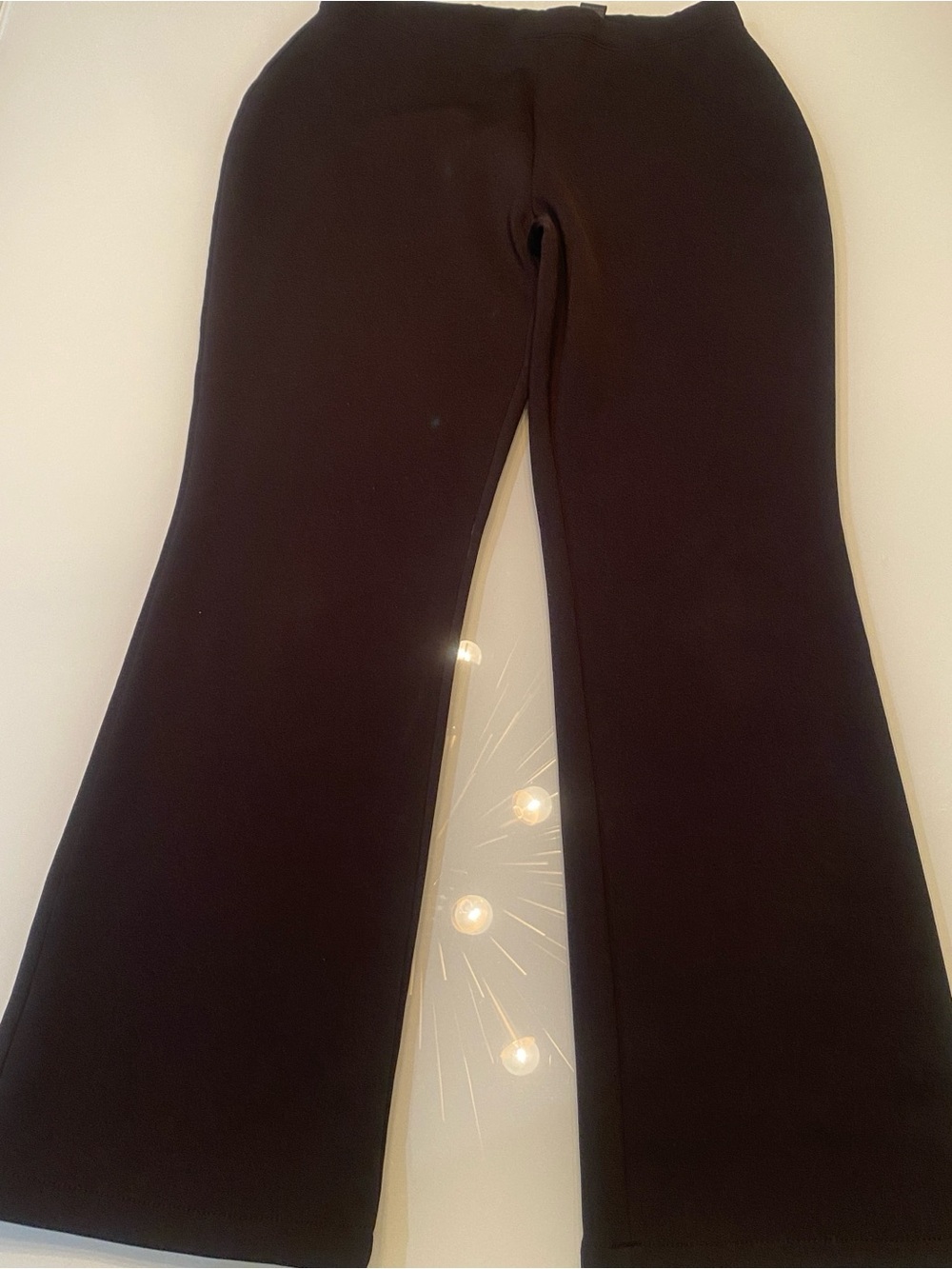 Express World Brand Black Stretch Knit Bootcut Flare Yoga Work Pants Large Long